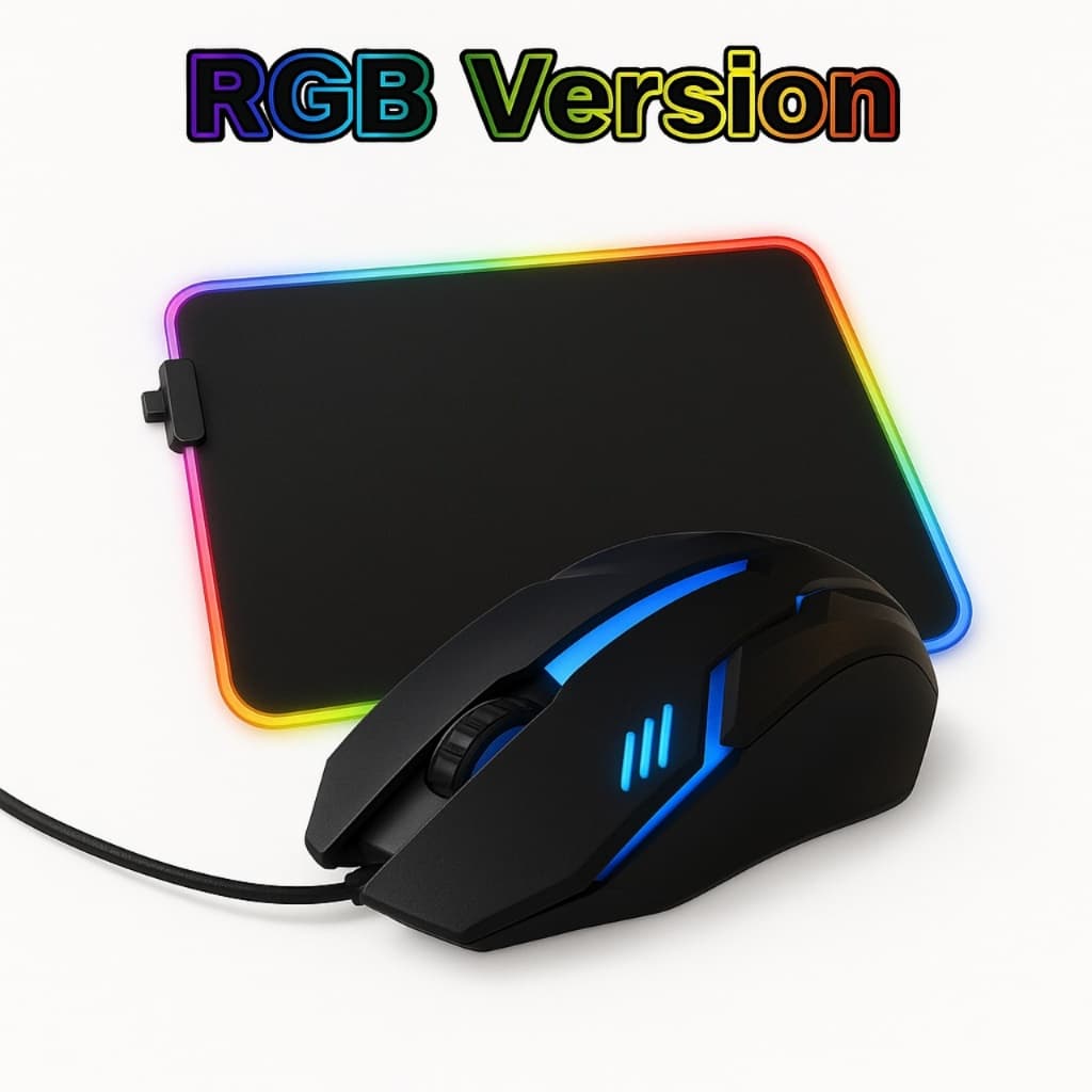 Kit Mouse Gamer + Mouse Pad Led Kit Gamer LED Iluminado RGB Para Jogos 1200DPI