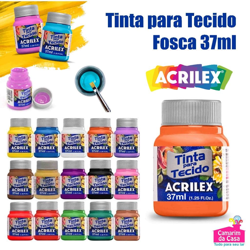 Tinta para Tecido Fosca Tubo com 37ml Marca Acrilex Diversas Cores