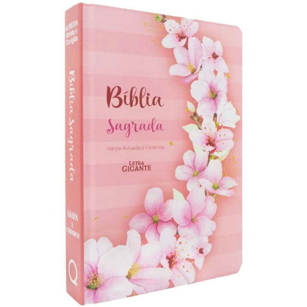 Biblia Sagrada RC Letra Gigante Com Harpa Avivada E Corinhos Capa Dura Ramos Flores