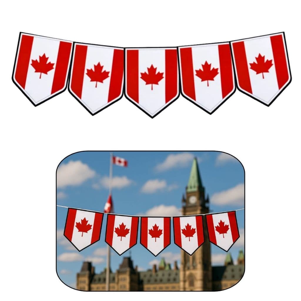 Faixa Decorativa Bandeirinhas Canadá - 8m x 18cm