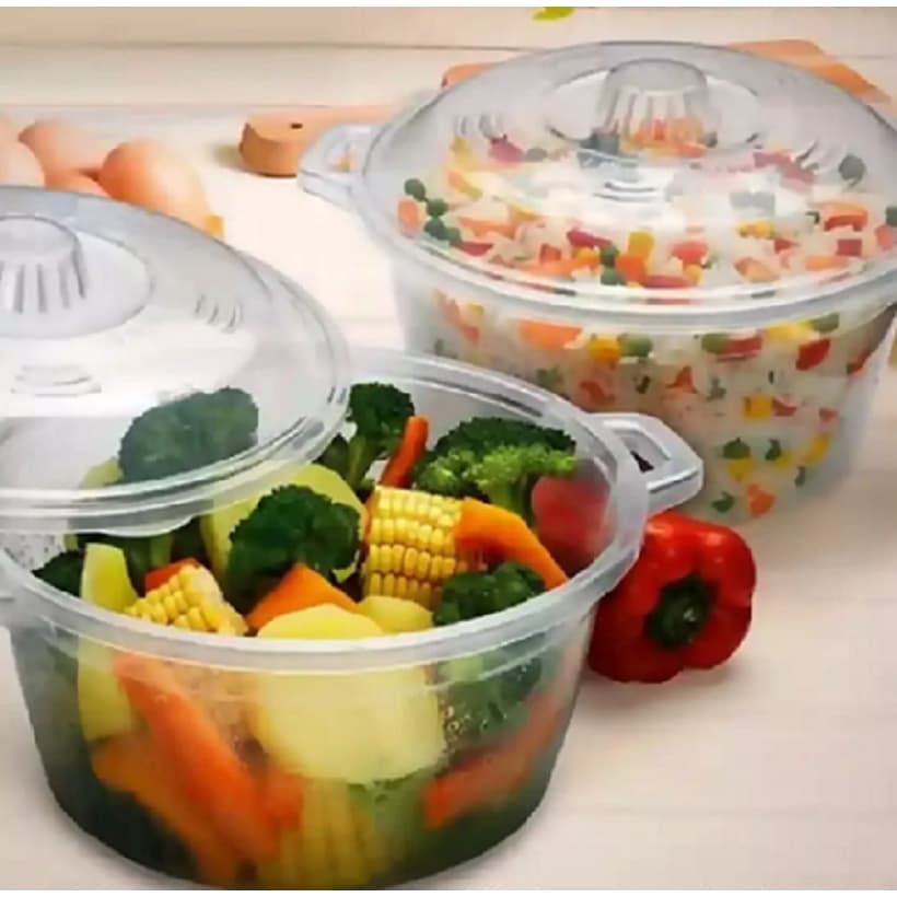 Panela para Microondas 2,6L  para Arroz Legumes Pipoca com BPA Free Freezer Cozinha Prática com tampa furada