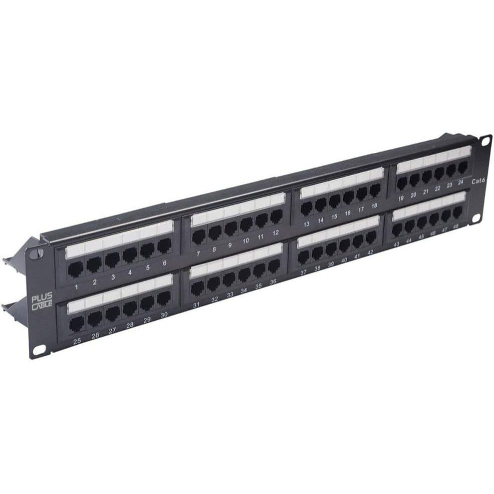 Patch Panel 48 CAT6 - Com 48Portas compatível com RJ45 e RJ11 Padrão 110 IDC com Guia