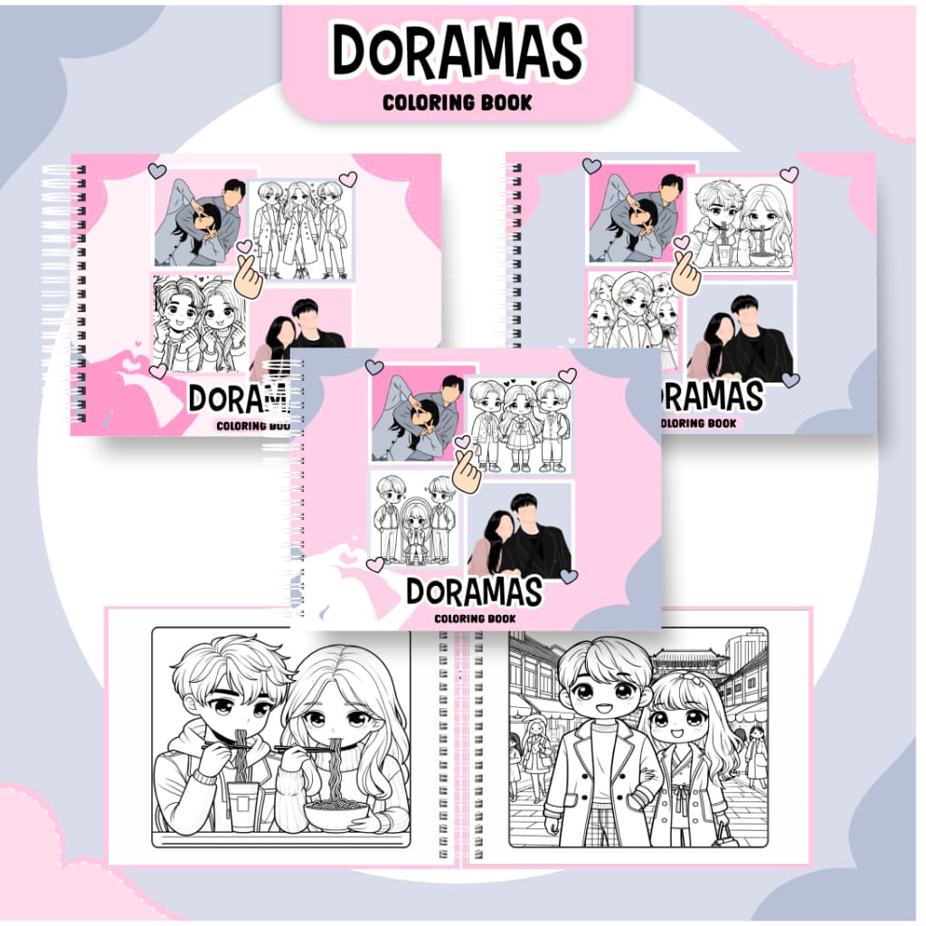 Livro de Colorir Doramas 50 Desenhos Capa DURA Folha Grossa