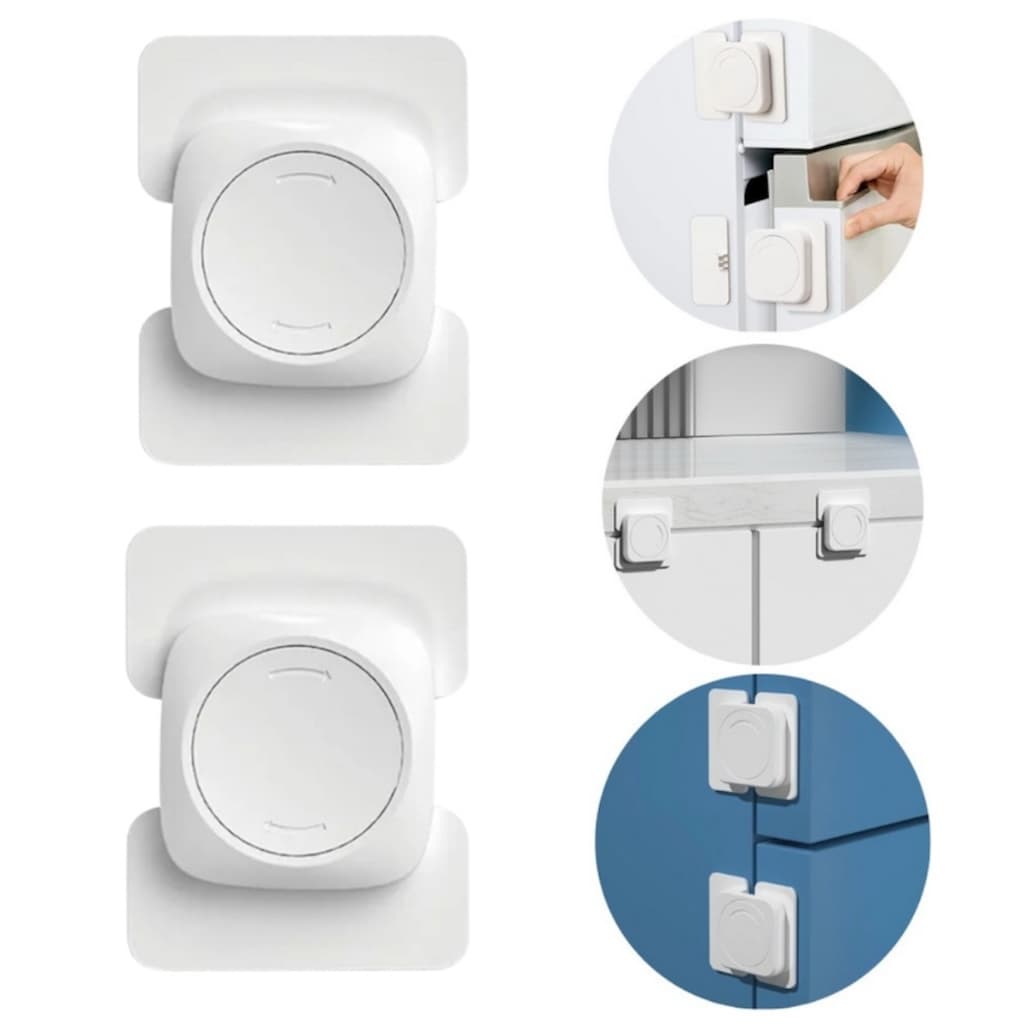 Kit 2 Travas Segurança Girar Para Portas Geladeira Armários