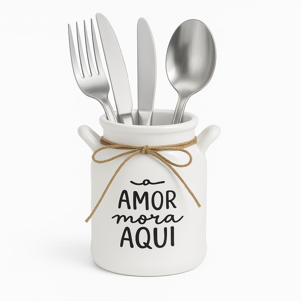 Leiteira Decorativa Vaso Flor Cozinha Porta Talher Fios Rami