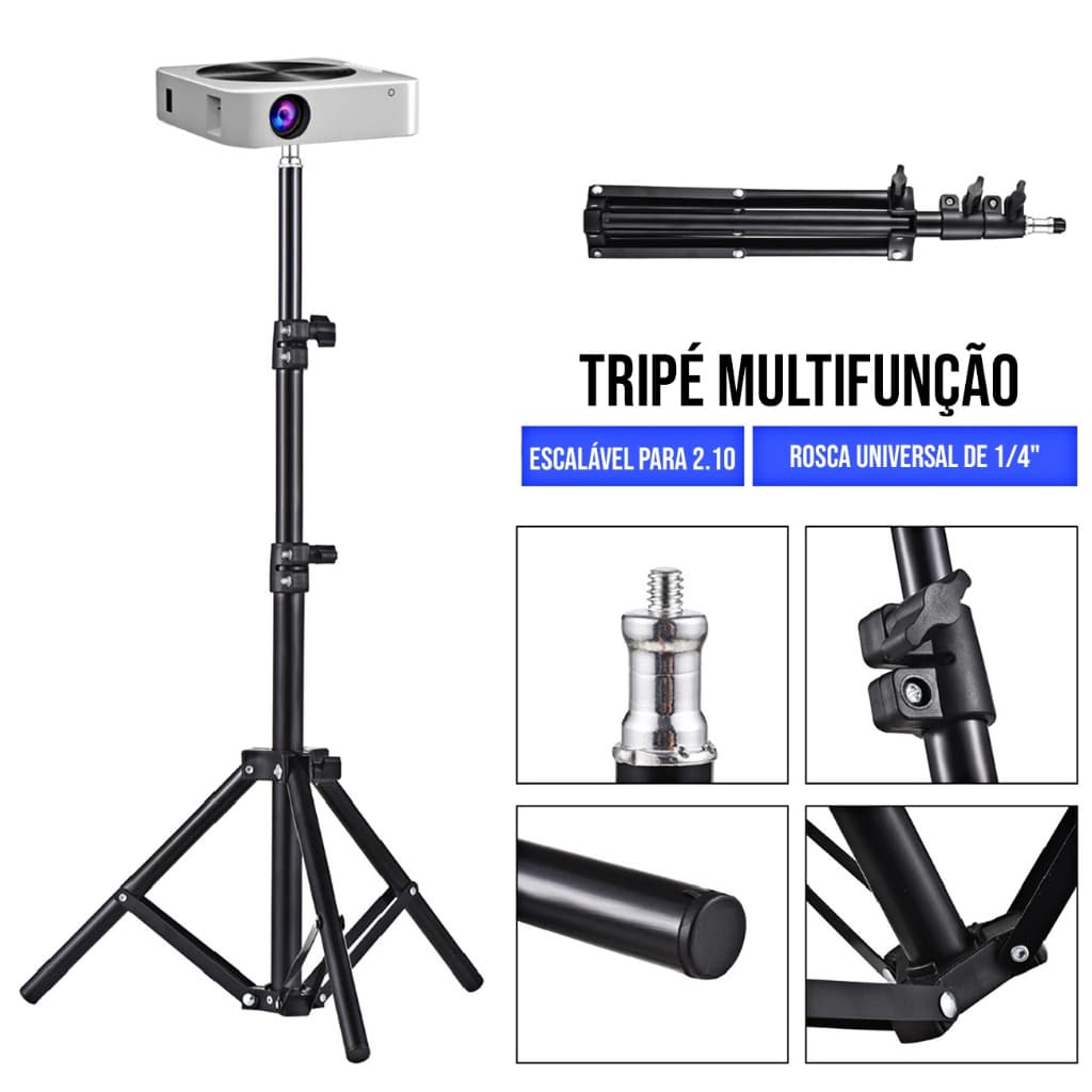 Tripé Suporte Para Projetor Câmera Webcam Estúdio Iluminação Datashow