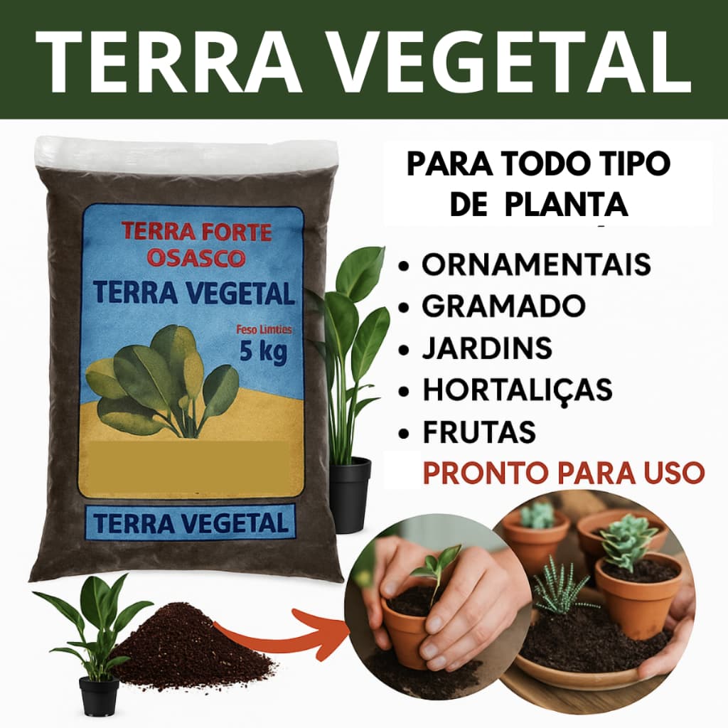 Terra Vegetal Adubada Orgânica  2kg 5kg e 10kg  - Pronta para o Plantio Jardinagem Jardim adubo