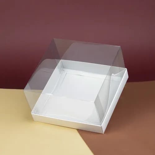 Caixas Bentô Cake Mini Bolo Tampa Acetato 15x15x9 Branca KIT 5~20