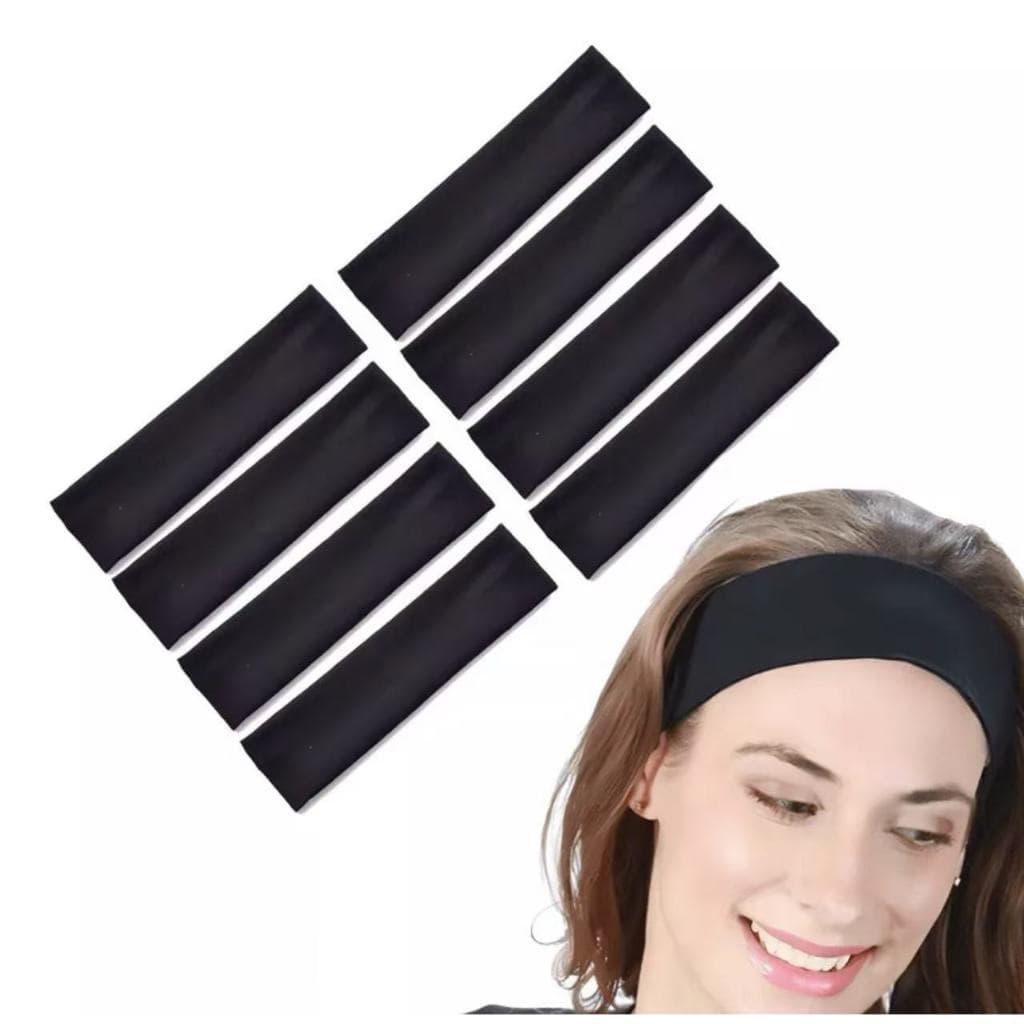 Kit 12 Faixas de Cabelo em Malha Elástica – Tiara Esportiva Fitness Yoga Academia