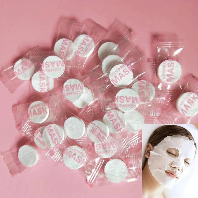 Kit 50 unidades Máscara Facial Comprimida - Kit 30/50/100/150 Diy Compressed Mask