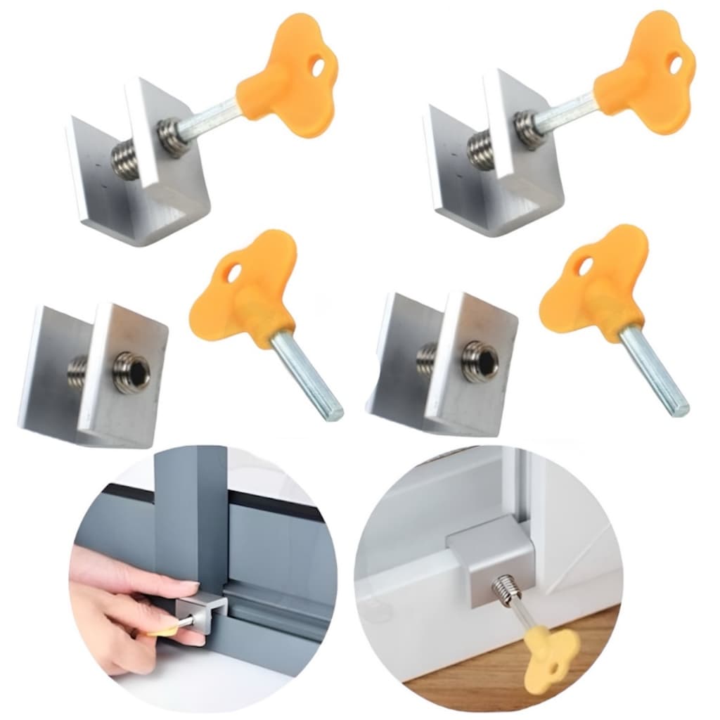 Kit 4 Travas Segurança Janela Porta Correr Proteção Infantil