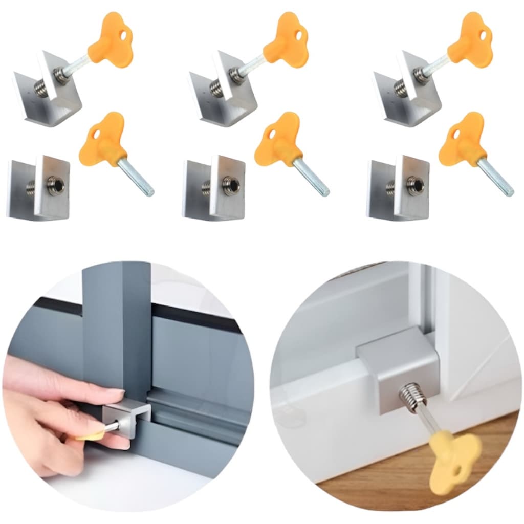 Kit 6 Travas Segurança Porta Janela Correr Proteção Infantil