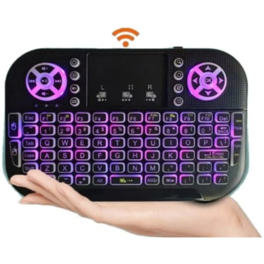 Mini Teclado Controle Bluetooth Smart Tv Android Mouse com Led