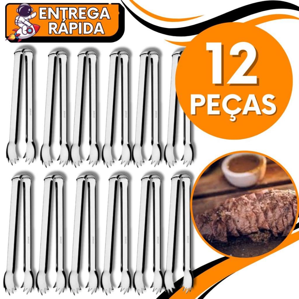 KIT 12 Pegador de Carne Gelo Fruta Frios Inox Resistente Utensilio Multiuso para Cozinha Bares Restaurante