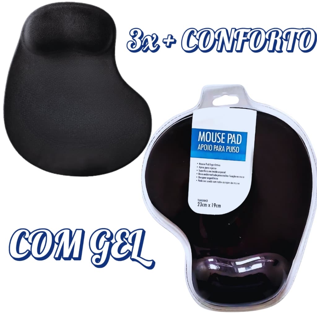 Mousepad Gel Ergonômico Gamer  Confortável Antiderrapante e Com Apoio de Punho em Silicone e Gel para  Reduz Tensão.