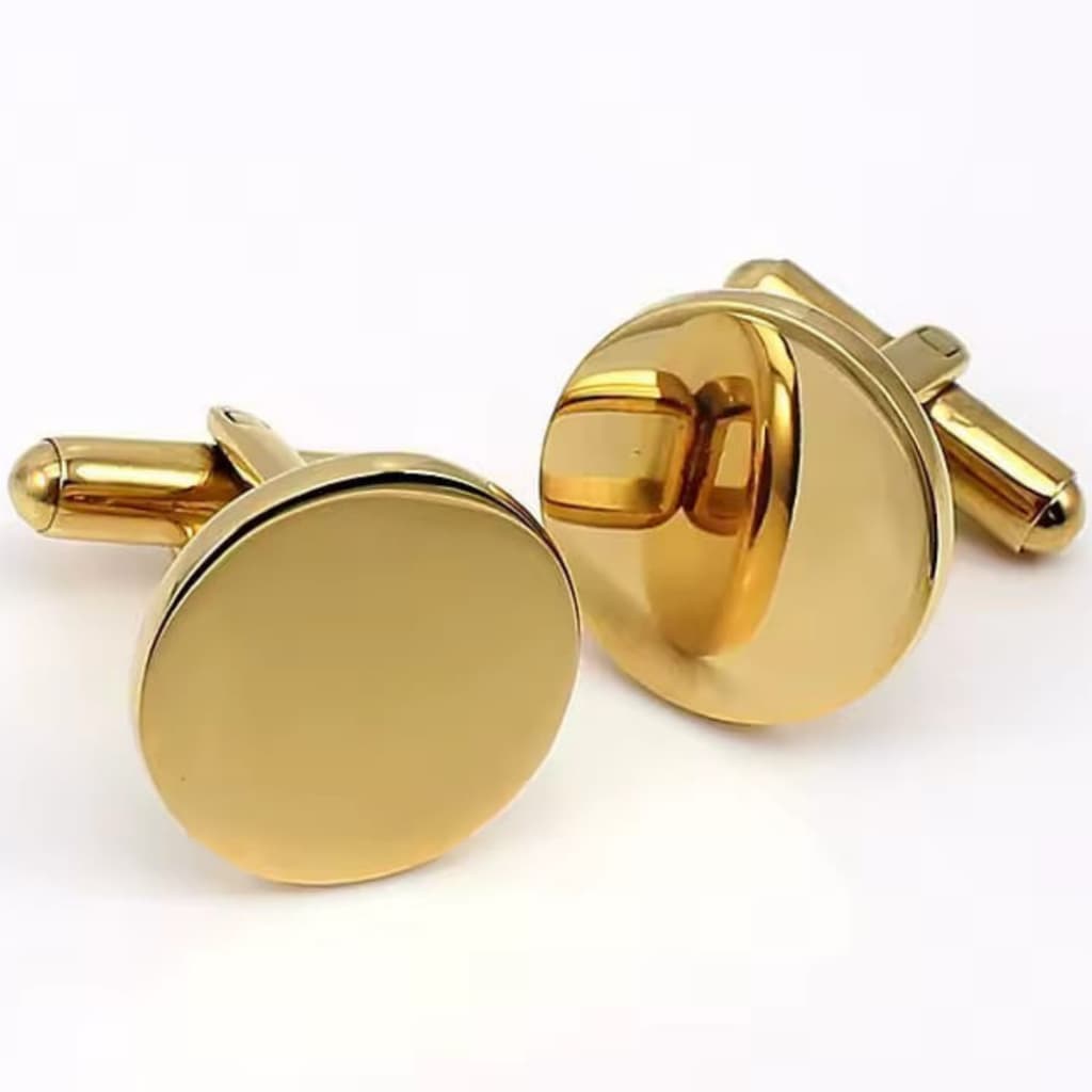 Par De Abotoaduras Redonda Punho De Camisa Aço Inoxidável