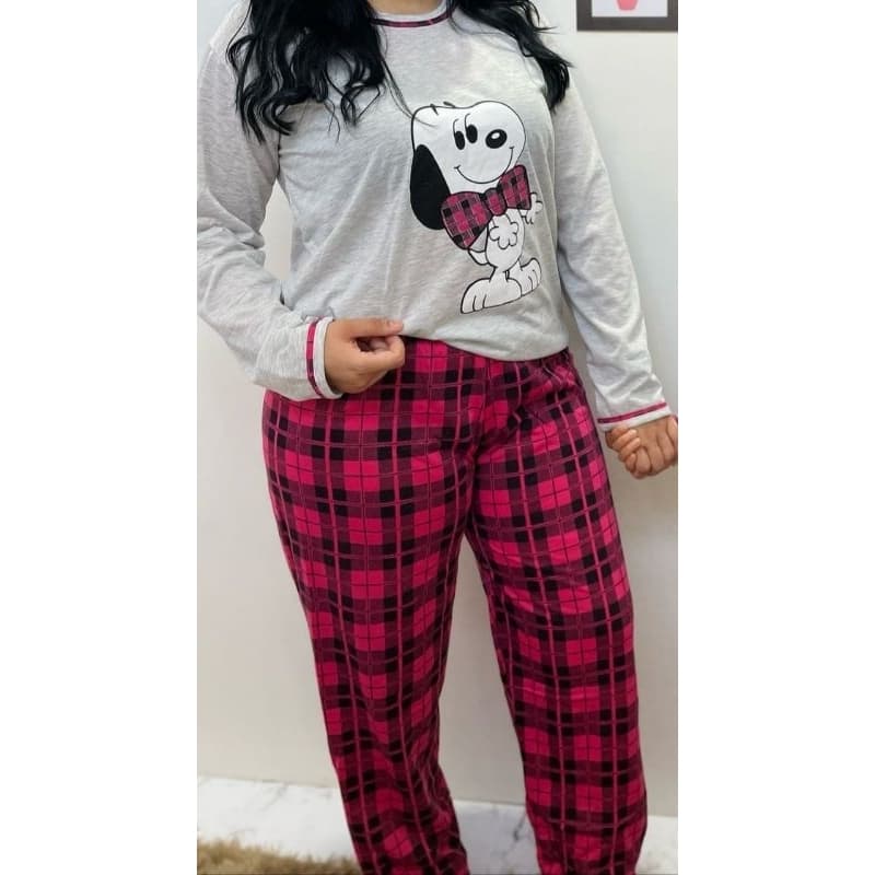 Pijama longo adulto HF estampa do Snoopy