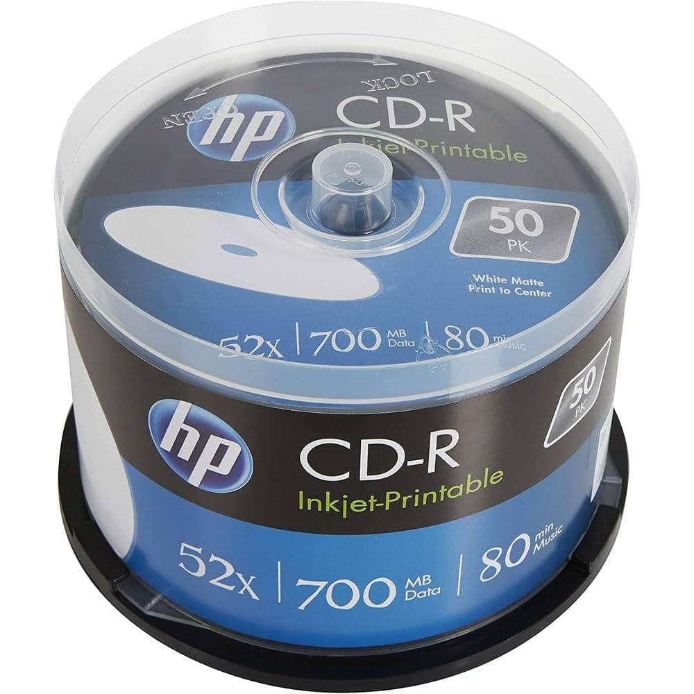 10 Cd-r Hp Printable 700mb 80 Minutos 52x Original  Branco C/ Envelopes