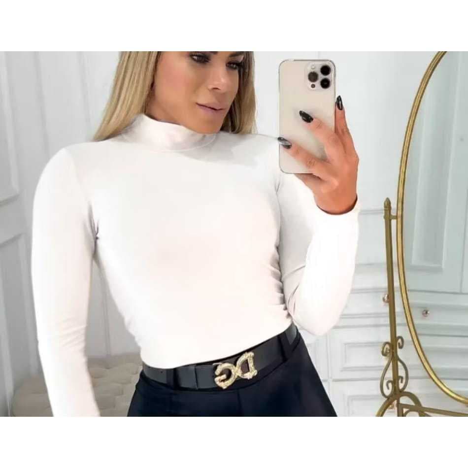 Blusa Feminina Cacharrel Segunda Pele Gola Alta Manga Longa