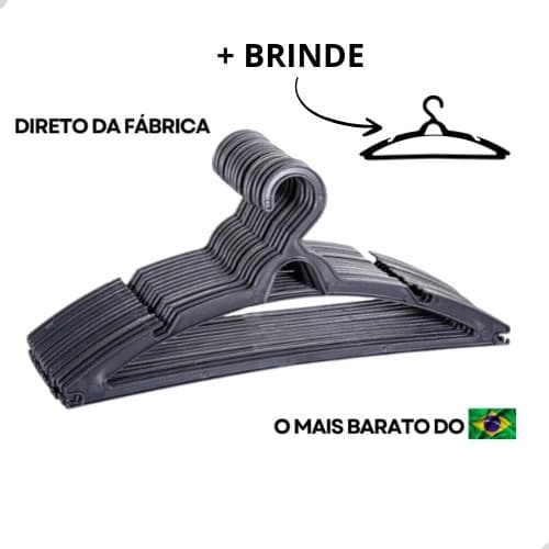 Kit 100 Cabide Preto Adulto Reforçado