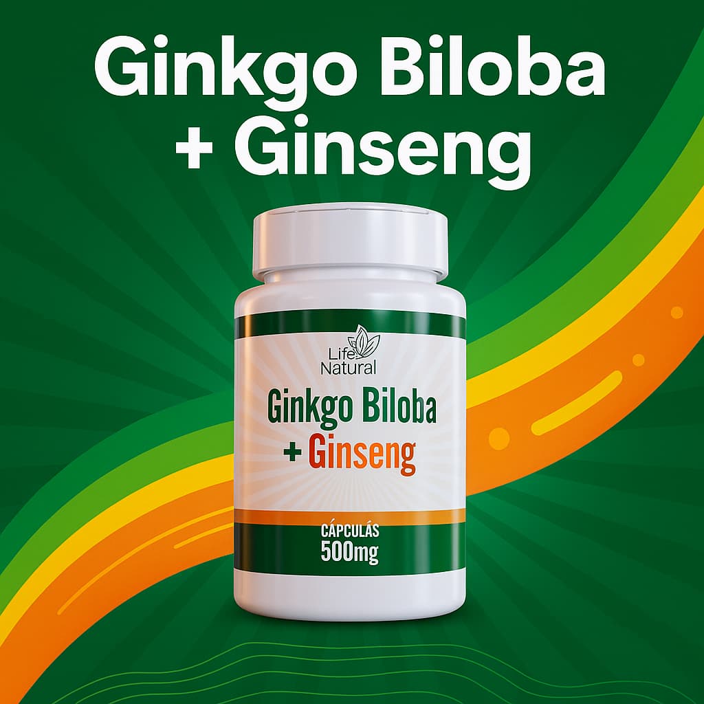 lGinkgo Biloba + Ginseng - 120 Cápsulas 500mg - LNA Life  Natural | Original | Energia e Vitalidade