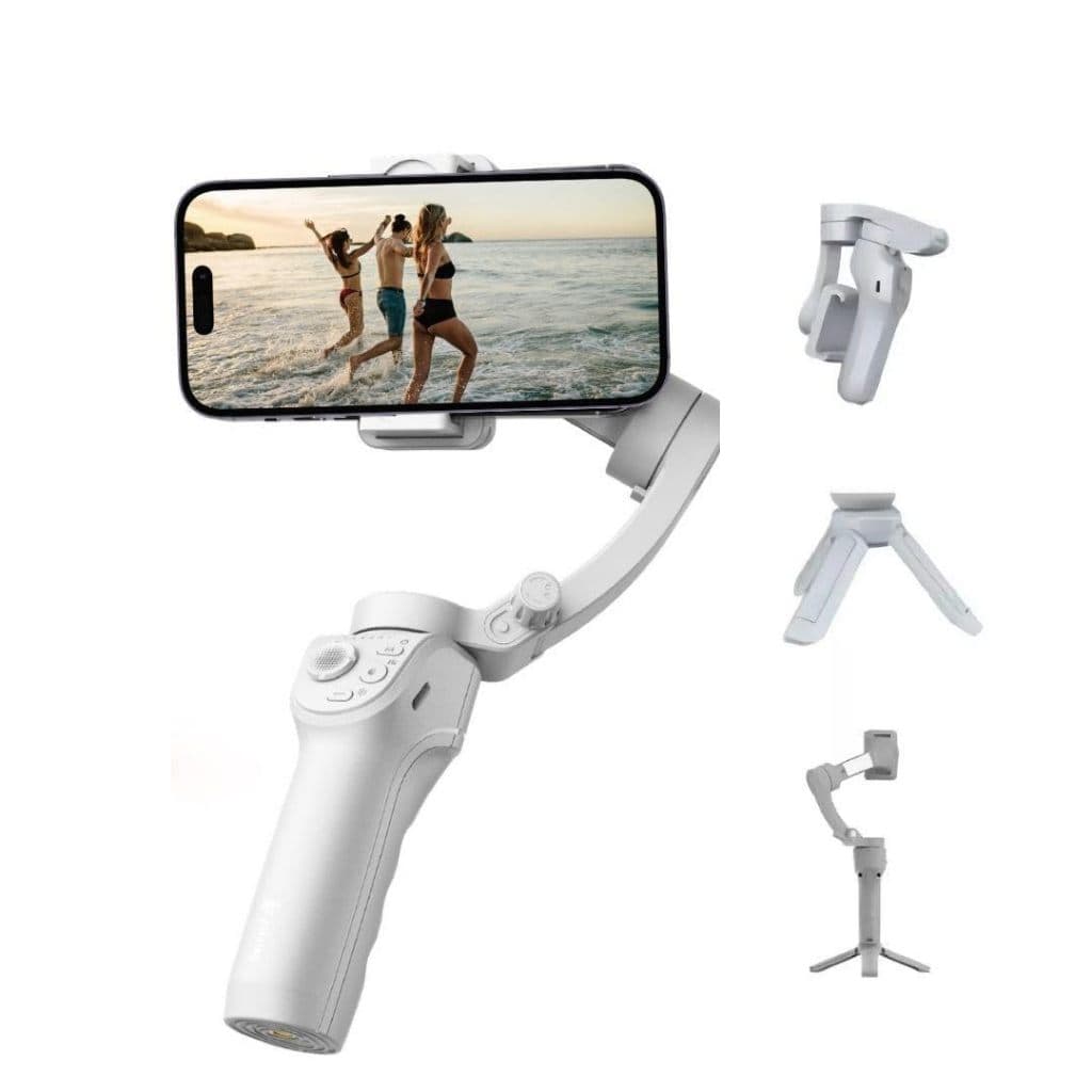 Estabilizador de Celular Portátil Gimbal Facial IA Tripé Dobrável Profissional Vídeos 3 Eixos