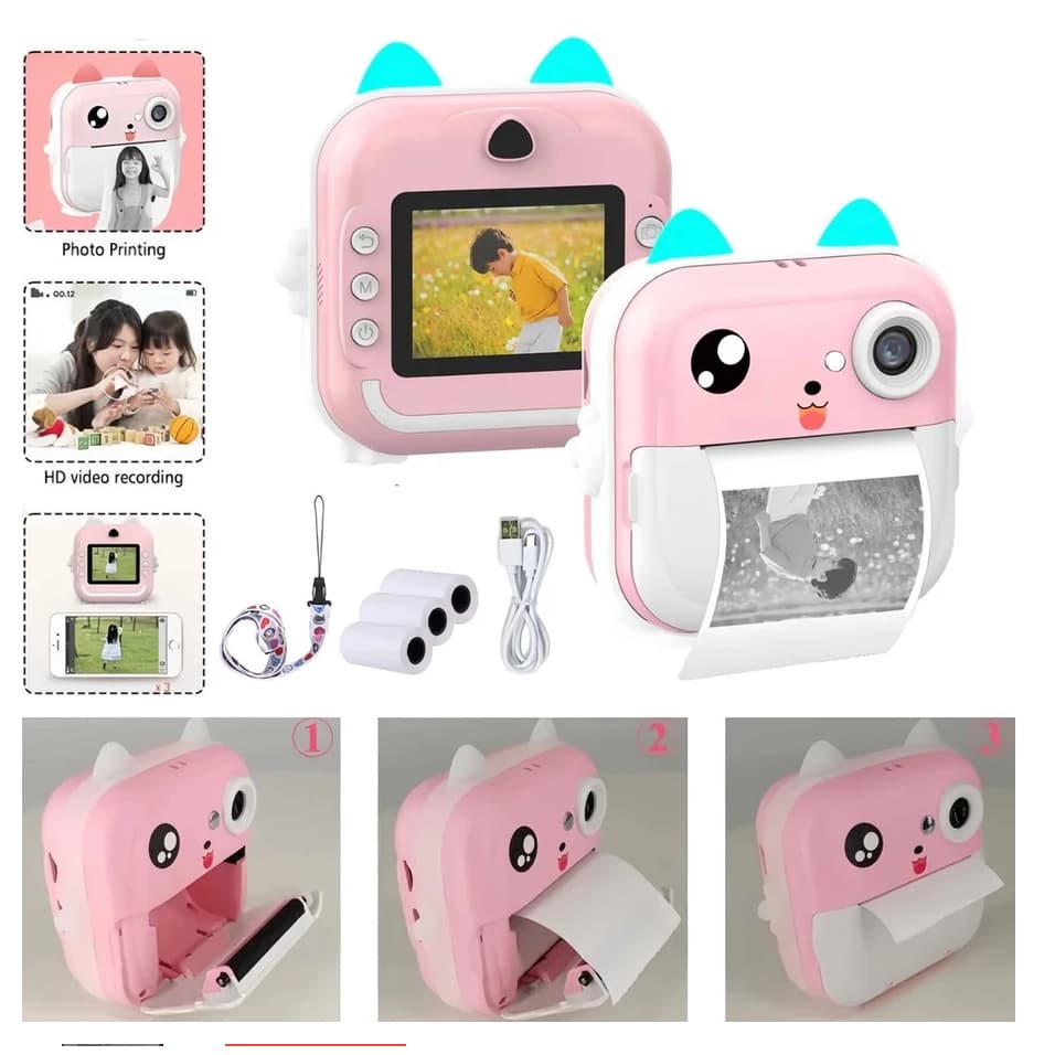 Câmera Infantil Mini Impressora Crianças Vídeo Fotografia Digital Fotográfica Toy Térmica Boy Girls