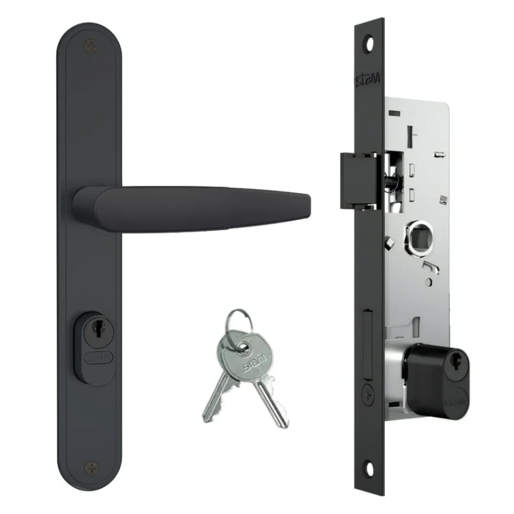 Fechadura 601/33 para Porta de Aluminio c/ 2 Chaves Stam - Preto Fosco