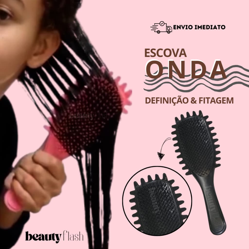 Escova Onda Finalizadora Beauty Flash Definição de Cachos e Finalização para Cabelo Cacheado Crespo
