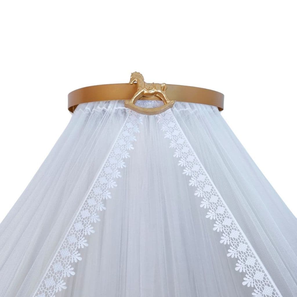 Dossel liso cavalo com mosquiteiro tule