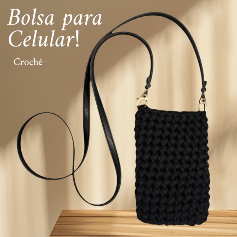 Bolsa Porta Celular Crochê com Alça Transversal Super Premium