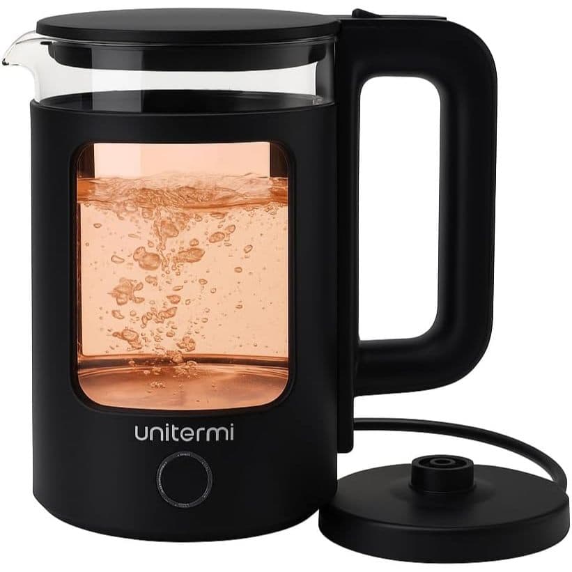 Chaleira Eletrica de Vidro Jarra 1,5 Litros Aquece Agua Rapido Desligamento Automatico (Preto 110V)