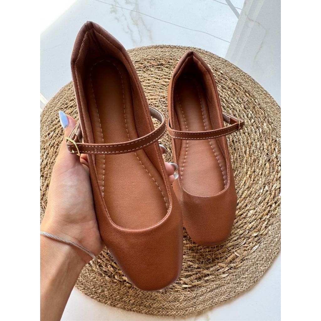 Sapatilha Boneca Feminina Mary Jane Caramelo