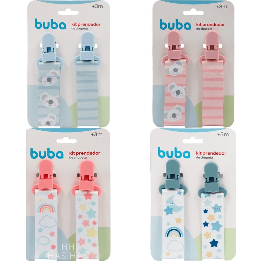 Kit Com 1 ou 2 Prendedores Buba Original Clipe Com Trava Bebê Menino Menina Bico Infantil