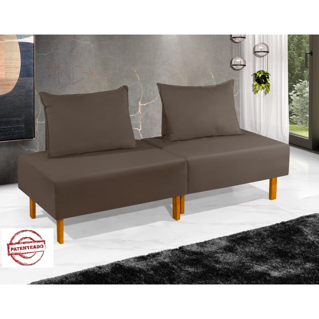 Cama Dobrável Para Camping Portátil Sofá Cama Versátil Com Encosto Removível Marrom - Pronta Entrega