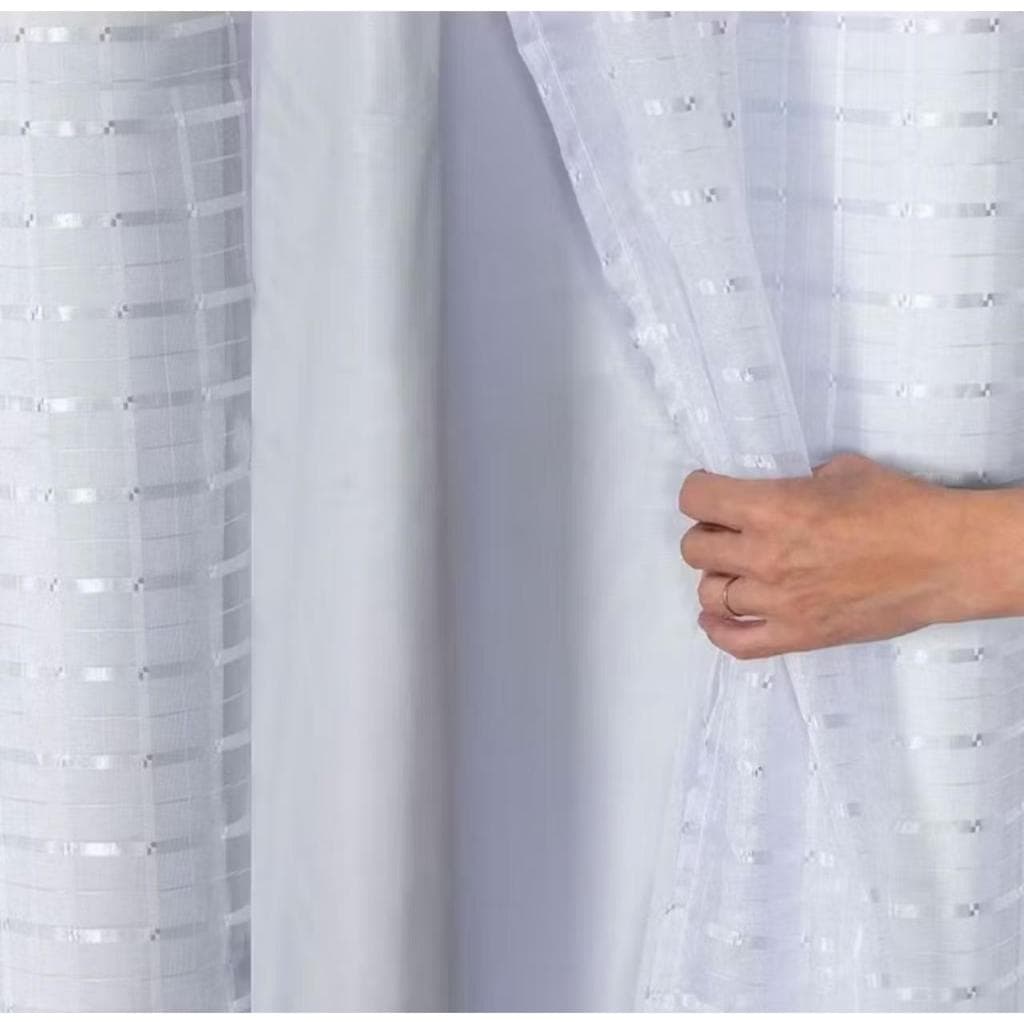 Cortina Sala Ou Quarto Blackout 2,80 m x 2,30 m com Voil Xadrez/Liso - Promoção