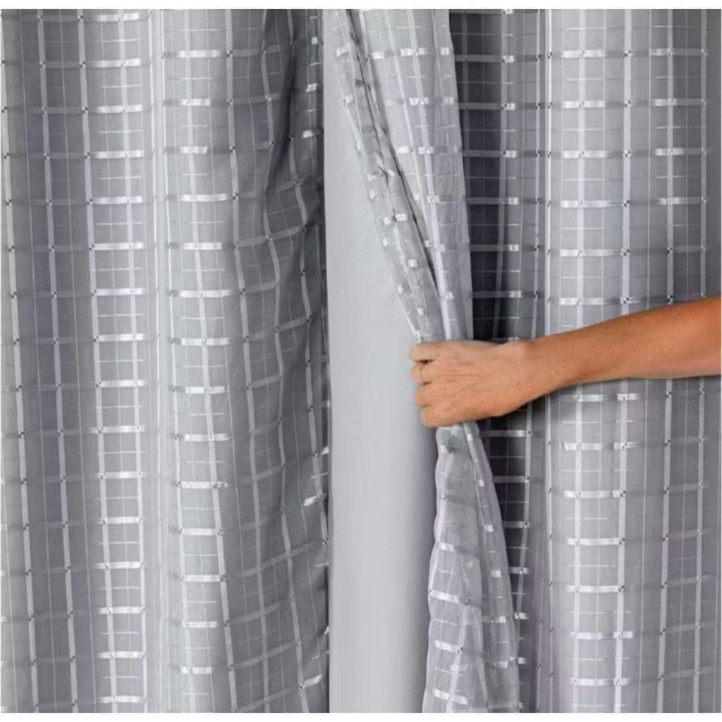 Cortina Blackout 2,80 m x 2,30 m com Voil Xadrez/Liso - Promoção