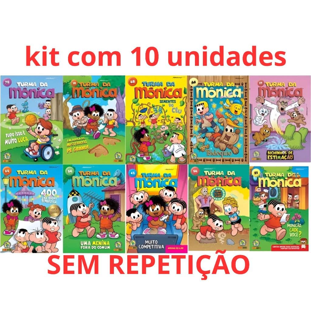 Kit Com 10 Gibis A Turma Da Monica Quadrinhos Variados Sem Repetição Novos