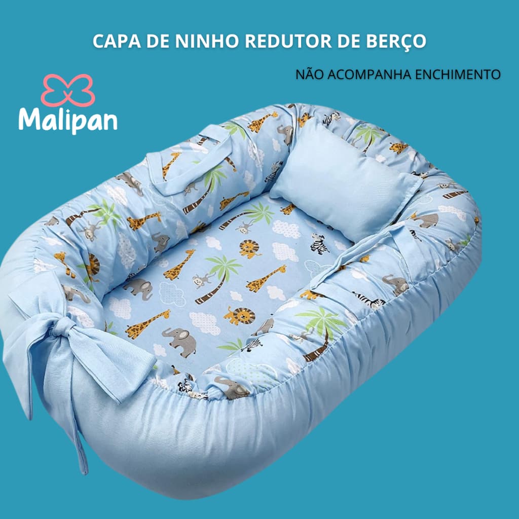 Capa De Ninho Redutor De Berço Sem Enchimento Cores Estampadas