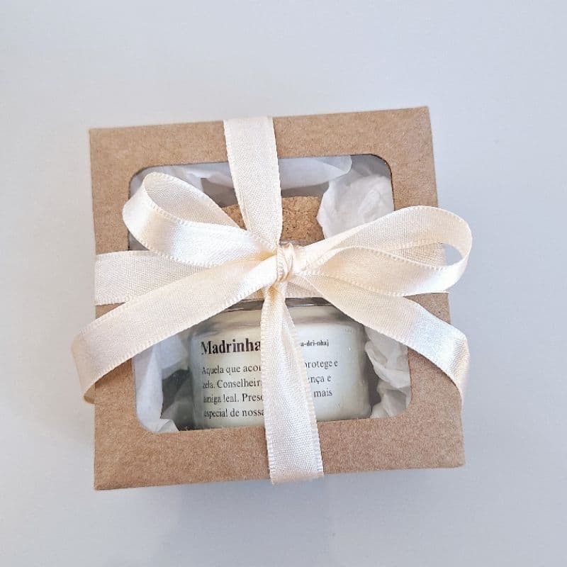 Caixa Presente Lembrancinha Madrinha/Padrinho/ Padrinhos Mini Vela Aromática - Vela Baby perfumada 30g