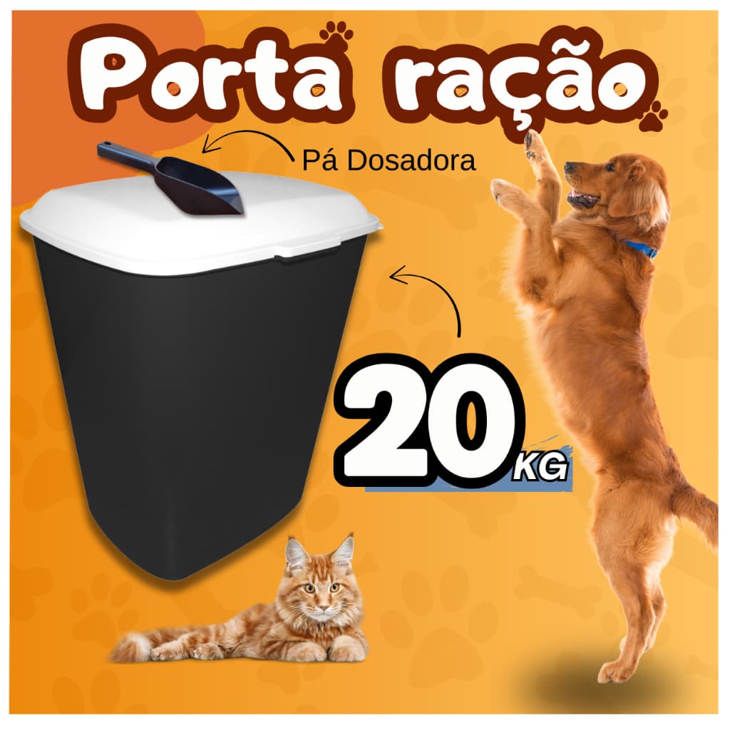 Porta ração 20 kg com Pá Dosadora pote de ração pet para cachorro gato