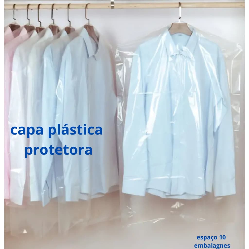 kit 10/20/50 Capa Sacos Protetor Para Roupas Lavanderia Brechó Vestidos Blusas Camisas Palito Saco Plástico Transparente
