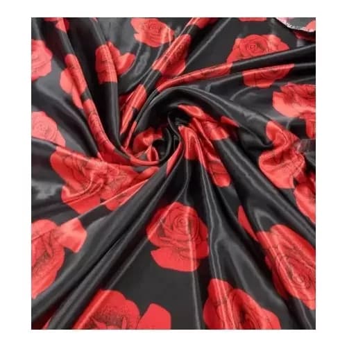 Tecido cetim estampado Rosas vermelhas (5 metros x1,40metros)