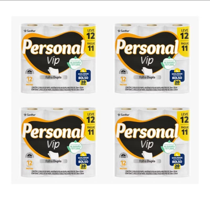Kit 48 Unidades Papel Personal Vip Higiênico