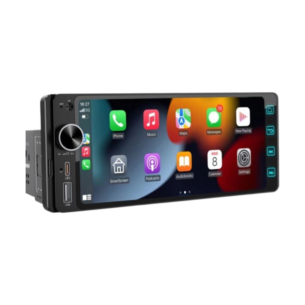 Central Multimídia MP5 6.86" 1DIN com Bluetooth, CarPlay com Fio/Sem Fio e Navegação GPS NO BRASIL