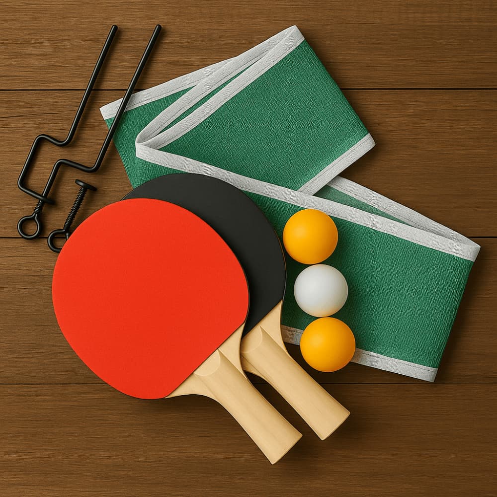 Kit Ping Pong com 2 Raquetes e 3 Bolinhas Com Suporte e Rede 180cm Tênis de Mesa Iniciantes