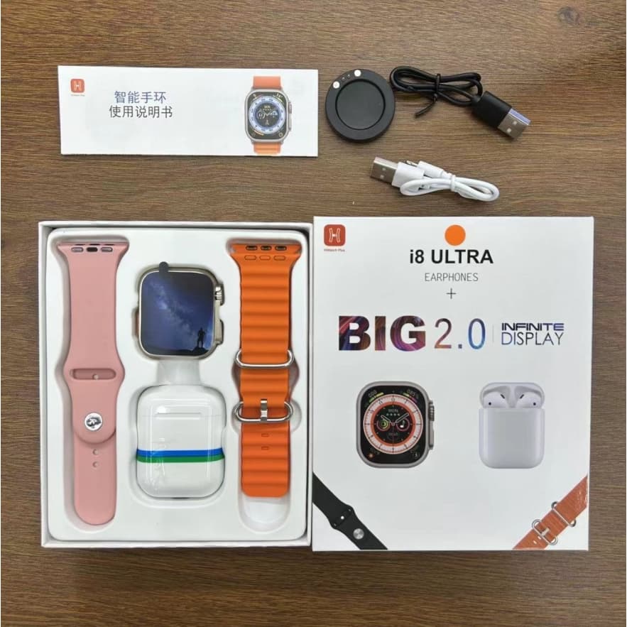 TWS 2 Em 1  i8 Ultra Smartwatch BT Chamada BIG Smart Watch 2.0 Polegadas 49mm