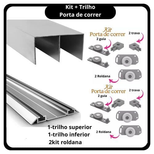 kit Porta de Correr de Guarda Roupa Pia Armário e Diversos Fechamento Ro-64 Roldana Rodízio