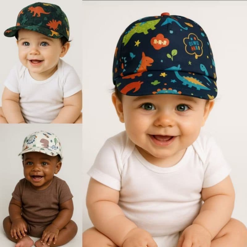 Boné Bebê Infantil 0 a 12 meses Chapéu Crianças Liso e Estampado.