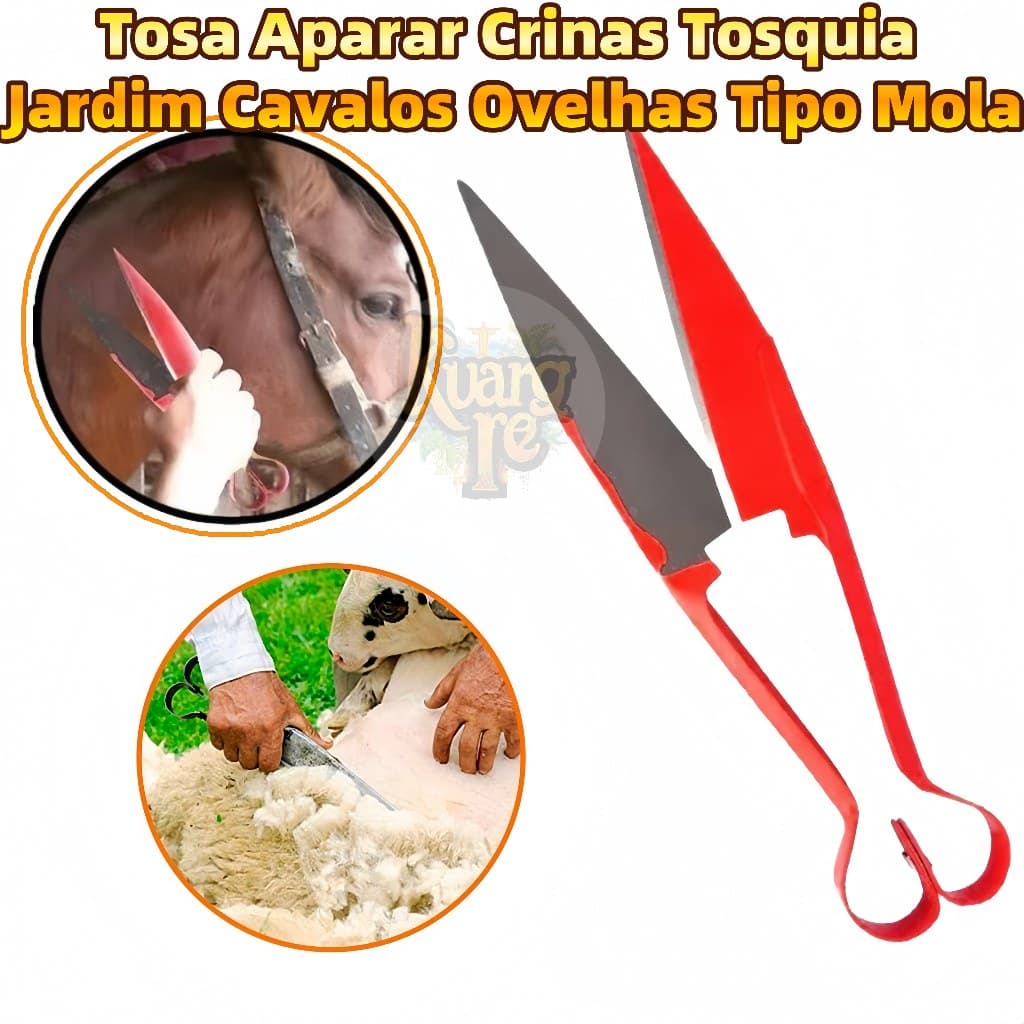 Tesoura Para Poda e Tosa Aparar Crinas Tosquia Jardim Cavalos Ovelhas Tipo Mola
